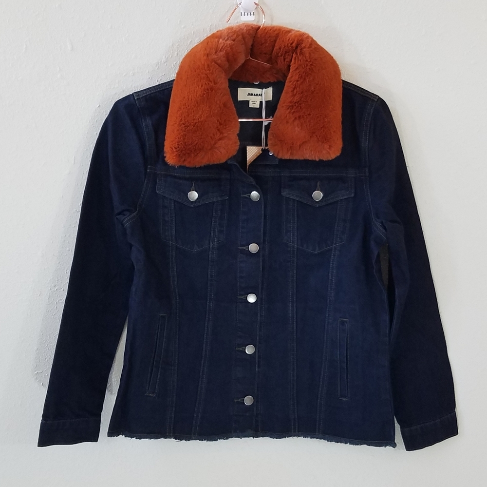 JAK & RAE Faux Fur Collar Denim Jacket Size S